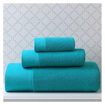 Baumwollhandtuch-Set, 160 x 80 cm, Badetuch, 80 x 40 cm, Handtuch 33 x 33 cm, Gesichtshandtuch, weich und dick (Farbe: Blau, Größe: 1)