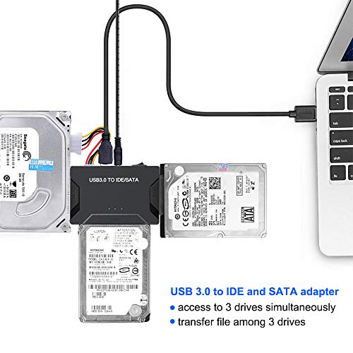 Usb To Sata Ide Hdd Adapter - Usb 3.0 Cable To 2.5" 3.5" Sata Ide Hard Drive Converter For Windows 10/8/ 7/Xp, Mac, Internal To External Laptop Ssd Reader Kit, File Data Transfer Conversion Cord #TOP4