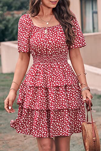 Image of PRETTYGARDEN Women's Summer Floral Ruffle Short Dress