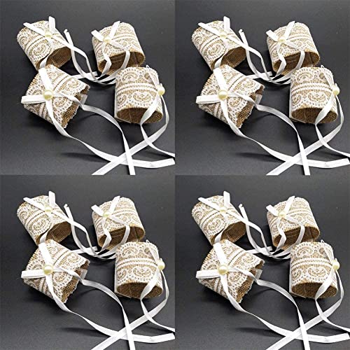 20Pcs/Set Lace Napkin Ring Buckle Wedding Table Chair Buckle Burlap Napkin Ring For Wedding Banquet Party Decoration, Beige (B2-20) #TOP1