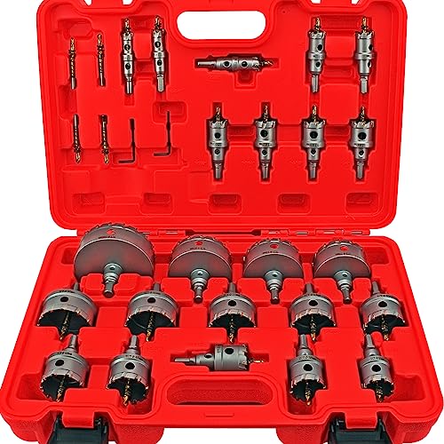 dashap 27PCS Hole Saw Kit with Drill Bits, Tungsten Carbide Hole Saw Set for Hard Metal and Stainless, Cutting Diameter Within 5/8'' to 3-15/16''