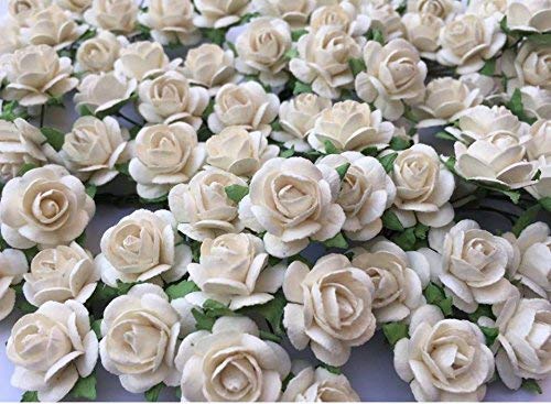 Thai Decorated 100 Pcs Mini Roses White Color 15 Mm Mini Paper Flowers Mulberry Paper Flowers Scrapbooking Embellishment Wedding Card Supplies Mini Paper Roses White #TOP7