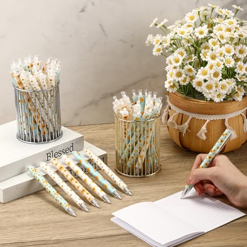 Image of Jetec 60 Pcs Back to School Sunflower Ballpoint Pens Sets Girly Stuff Aesthetic Retractable Pens Office Supplies Gift for Student Teacher Daughter School Office Coworker Favor