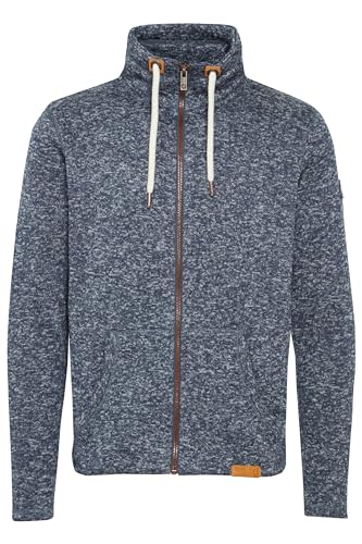 !Solid SDLuki Herren Sweatjacke Fleecejacke Sweatshirtjacke mit Stehkragen Kordel Kängurutasche Regular fit, Größe:XL, Farbe:Insignia Blue Melange (8991)