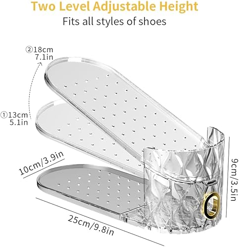 Miniatura 2 de Organizador de ranuras para zapatos, 10 piezas ajustables para guardar zapatos en el armario, ahorrador de espacio de doble capa transparente