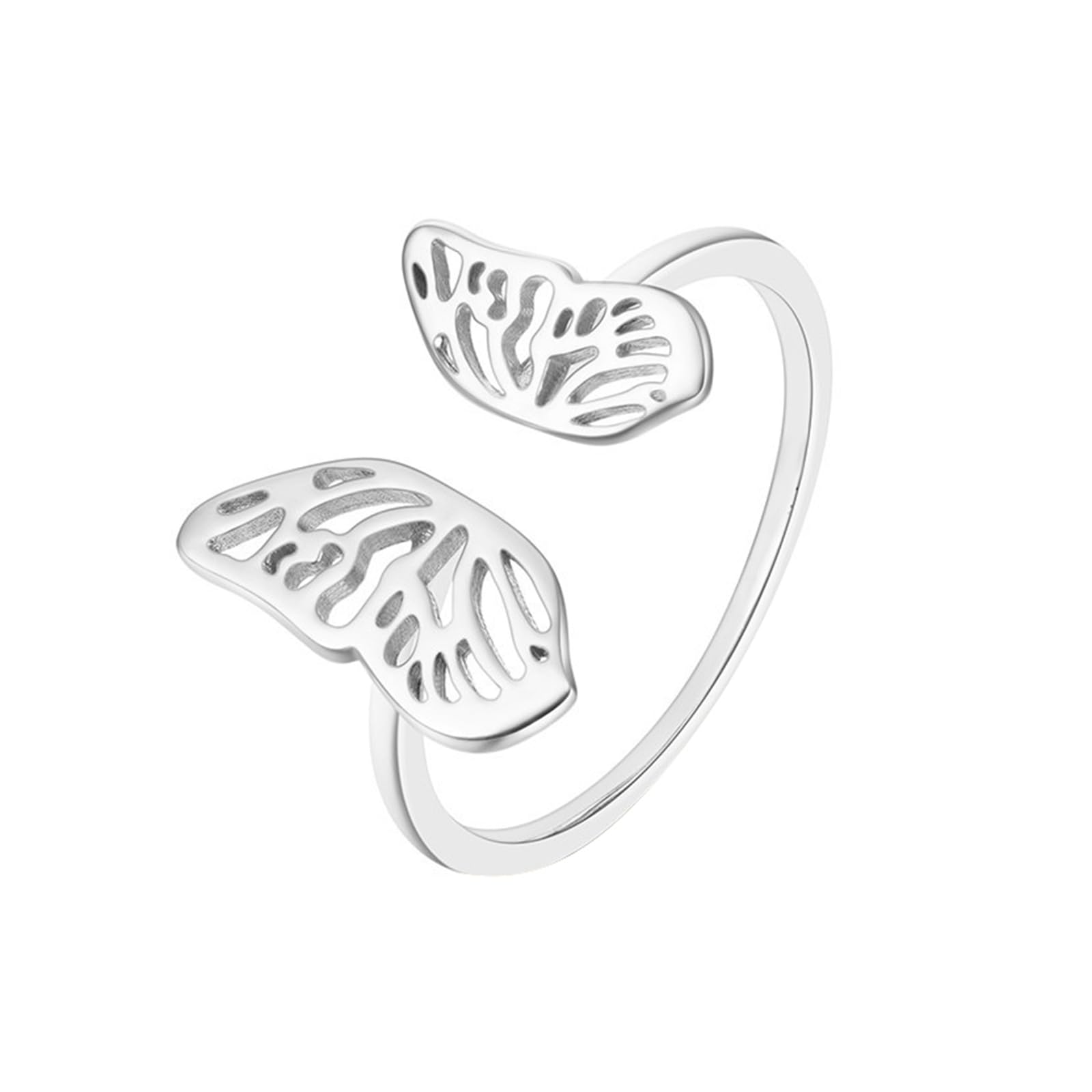 Anillos de compromiso para ella, anillos de oro blanco de 9 K y 14 quilates, diseño de mariposa, anillos de boda