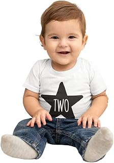 Two Kids Tshirt Birthday STAR Childs Age Gift Party Children I Am Two