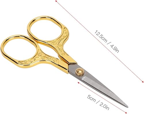 Miniatura 3 de Tijeras de coser bordadas europeas retro, de acero inoxidable vintage con mango dorado para agujas de manualidades, trabajo, coser, actividades