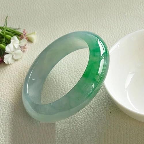 Jade Stone Bracelet Elegant Emerald-Green Bangles Delicate Jewelry Accessories Crafts Gifts (Color : A, Size : 59-60Mm) #TOP4