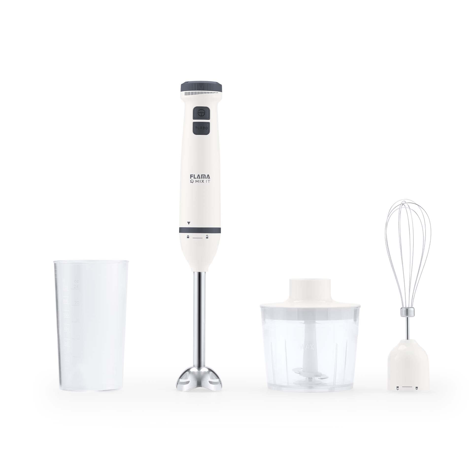 Flama Batidora de Mano 2041FL, 800W, 2 Velocidades, Pie Metálico Desmontable, Láminas de Alto Rendimiento de Acero Inoxidable