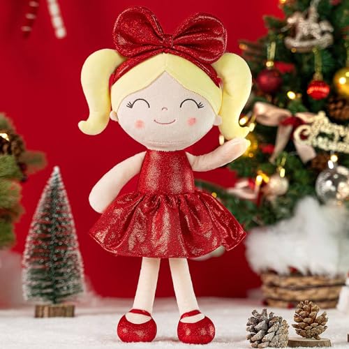 Gloveleya Dolls First Baby Doll Soft Baby Girl Toys Santa Costume Red 12 inches
