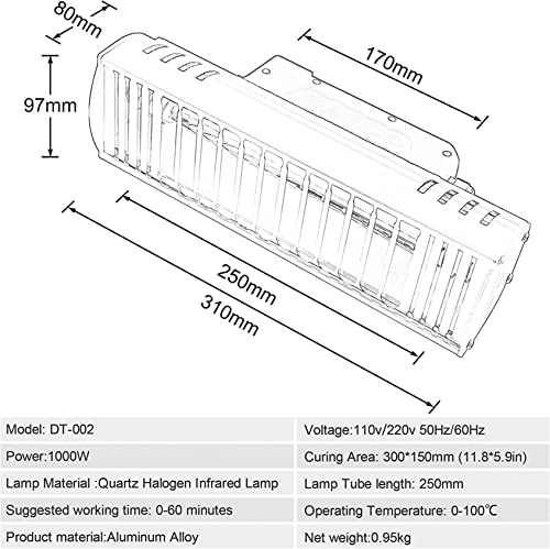 Infrared Paint Curing Lamp 1000W Portable Infrared Paint Baking Lamp Short Wave Infrared Drying Lamp Auto Body Repair Tool Paint Dryer #TOP2