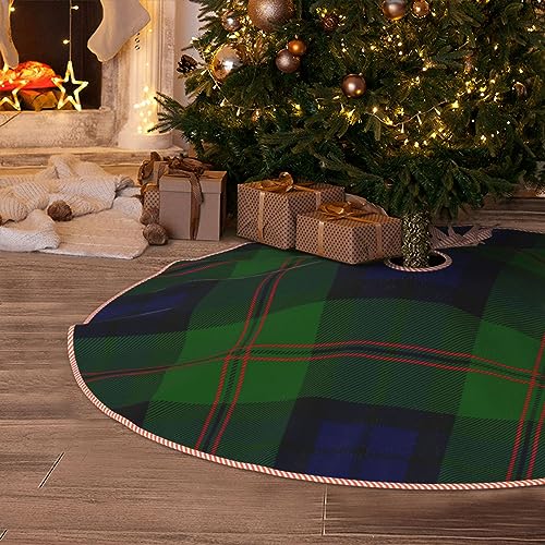 MIZIBAO Christmas Tree Skirt Clan Dundas Tartan Rustic Xmas Tree Skirts Mat Festive Decoration for Merry Christmas and New Year Holiday Party 30"