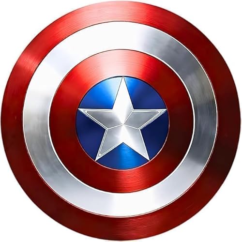 Captain Round America Shield Handcrafted Mild Steel Shield Replica Design for Cosplay, Wall Decor with Leather Arm Straps (Captain Shield, 22 Inch)