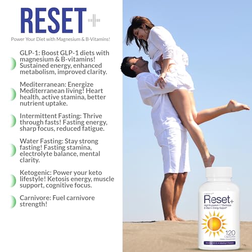 Image of Reset+, 7 Energy Electrolytes, High Methyl B12, Methyl Folate, Pink Salt, High Magnesium, Super B Complex, Green Tea & Green Coffee Extracts, Biotin, Zinc, 72 Trace Minerals