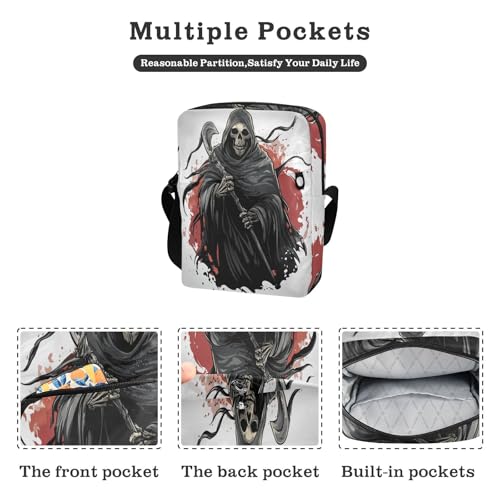 messenger bags mens crossbody bag cross body purses for women Adjustable Strap for Shopping Shopping- Death God Black2