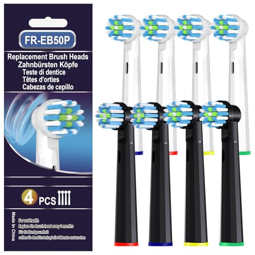8 Pcs Replaement Heads Compatible with Oral B Professional Care,Triumph, TriZone, Advance Power Series, Brush Heads Compatible with Oral B for Teeth Care (Black/White)