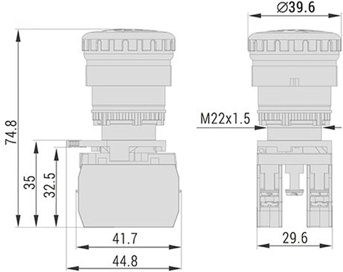 HY57B Emergency Stop Push Button Switch Industrial Pushbutton Switches 2NC 125V/250V/400V 18/12/8A