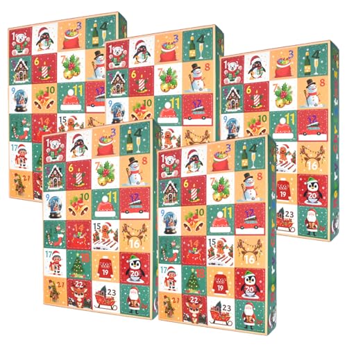DIY Advent Calendar, 5PCS Empty Advent Calendars to Fill 24 Day Countdown DIY Empty Calendar Boxes for Xmas Holiday Decor