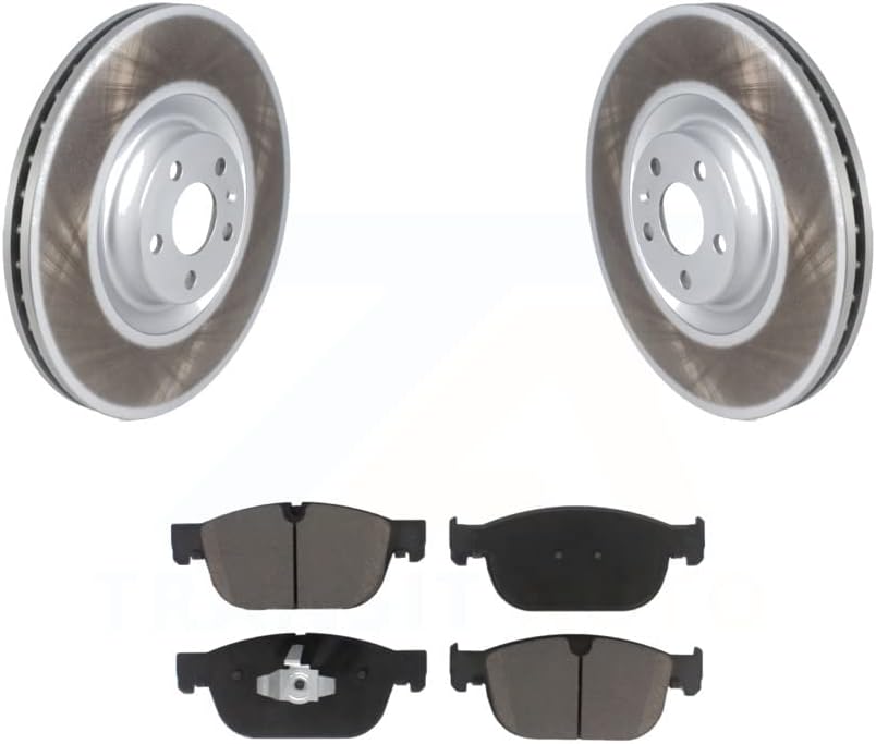 Transit Auto Front Coated Disc Brake Rotors And Ceramic Pads Kit Replacement For 2016-2019 Volvo XC90 With 366mm Diameter Rotor KGC-100082