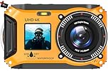 Digital Camera, Yixinxin 4K 64MP 33FT Underwater Camera Dual-Screen Waterproof Dustproof Floatable Camera for Snorkeling with 32GB Card Autofocus Point and Shoot Digital Camera 1500mAh Battery