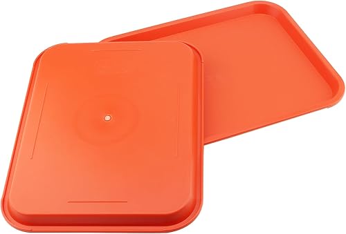 Miniatura 4 de Paquete de 15 bandejas de comida rápida naranja de 14 x 10 pulgadas, bandejas rectangulares grandes para servir restaurante, bandejas de plástico