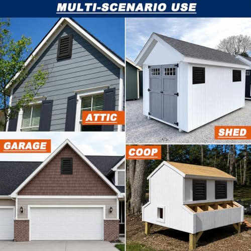 20"*20" Gable Vent,Aluminum Alloy Wall Vent Shed Vents,with Removable Strainer and 180 Degree Opening Angle.Ideal for Attic,Shed,Garage,Play House,Coop.[Inside Dimensions:18"w X 18"h]-Black 2 Pack by JONRIOX - Image 7
