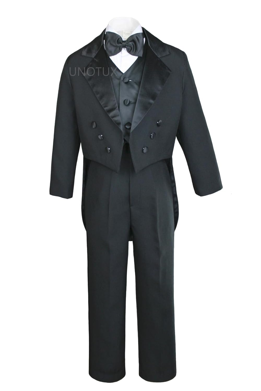 Boy Suit Black Bow tie Vest Tail Tuxedo from Baby to Teen (4T)