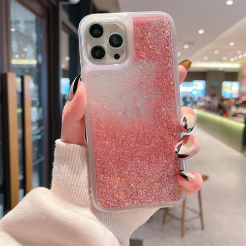 Coque paillettes iPhone 7 Plus cœur sable mouvant liquide rose