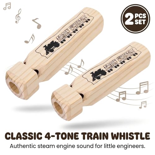 LovesTown 2PCS Kids Wooden Train Whistles, Train Whistle 4-Tone 7.3" Toy Wood Whistles for Kids Birthday Party Favors Carnival Prize by LovesTown - Image 5
