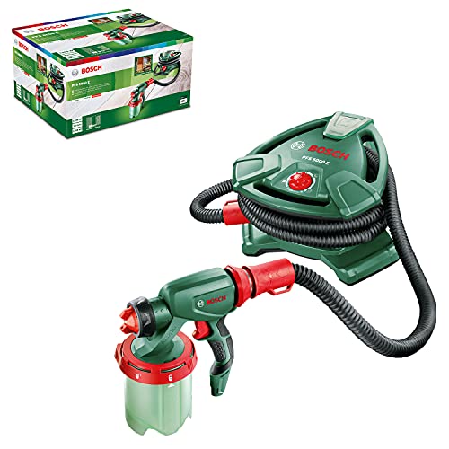 Bosch Sistema de pulverización de Pintura para casa y jardín PFS 5000 E (2 depósitos de Pintura de 1000 ml, Boquilla para Pintura de Pared (Blanco)/Barnices (Gris)/lacas (Negro), Filtro de Pintura,
