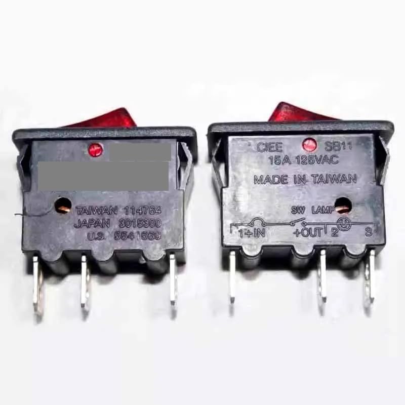 5pc SB11 Overload Protection 3-pin Boat-Shaped Switch, Toggle Switch Power Switch 15A125V