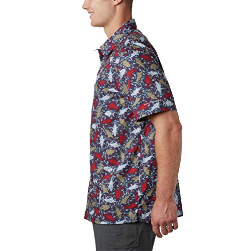Columbia Men's Super Slack Tide Shirt, Carbon Tribal Fish Print, Xlt #TOP2