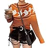 YEMOCILE Knitted Sweater for Women with Cute Ghost Pattern Gothic Streetwear with Long Sleeves for Girls Orange