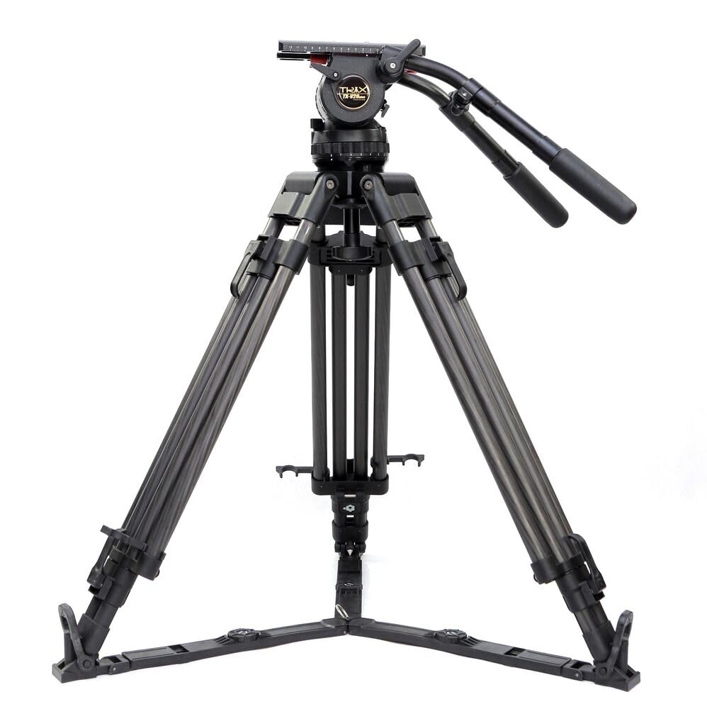 TERIS V20T Professional Carbon Fiber Video Tripod Load 30KG Heavy Duty Tripod with Fluid Head for Film Movie
