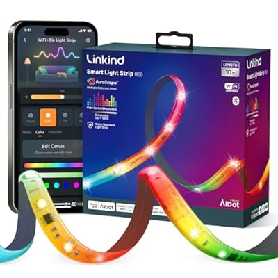 Linkind LED Strip Lights, 10ft Color Changing LED Strip Light with App Control, Music Sync, Corded Electric