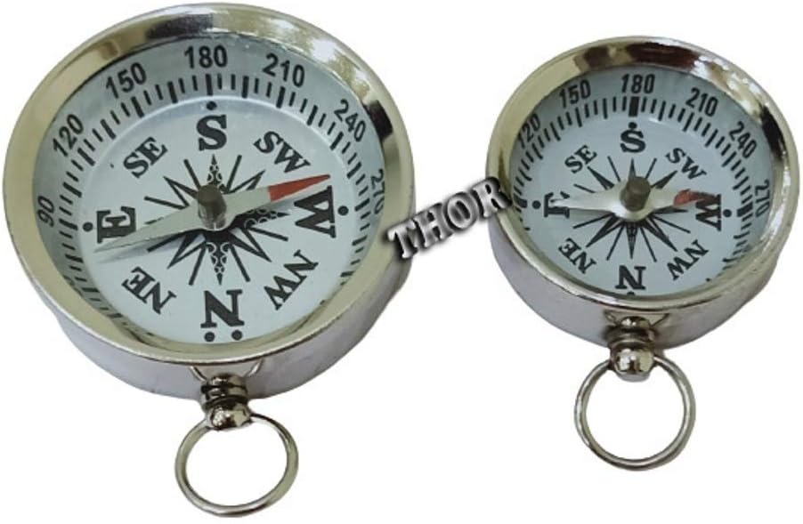 Vintage Brass Pocket Compass Chrome Finish Nautical Poem Compass Marine Gift Set of 2 Rustic Vintage Home Decor Gifts