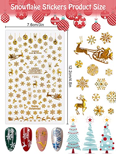 Ebanku 12Pcs Snowflake Nail Stickers Christmas Nail Art Stickers Decals Snowman Elk Bells Christmas Nail Stickers Xmas Nail Art Designs Stickers #TOP1