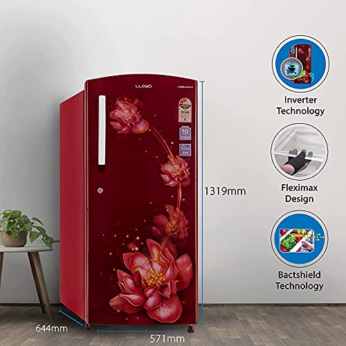 Image of Lloyd 225 L 3 Star Inverter Direct Cool Single Door Refrigerator (GLDF243SSWT2PB, Stellata Wine)