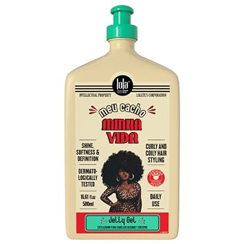 Lola From Rio Meu Cacho Minha Vida Moisturizing Jelly Gel for Defined, Bouncy Curls & Waves Flexible Hold Styling Gel for Curly Hair 16.91 fl oz