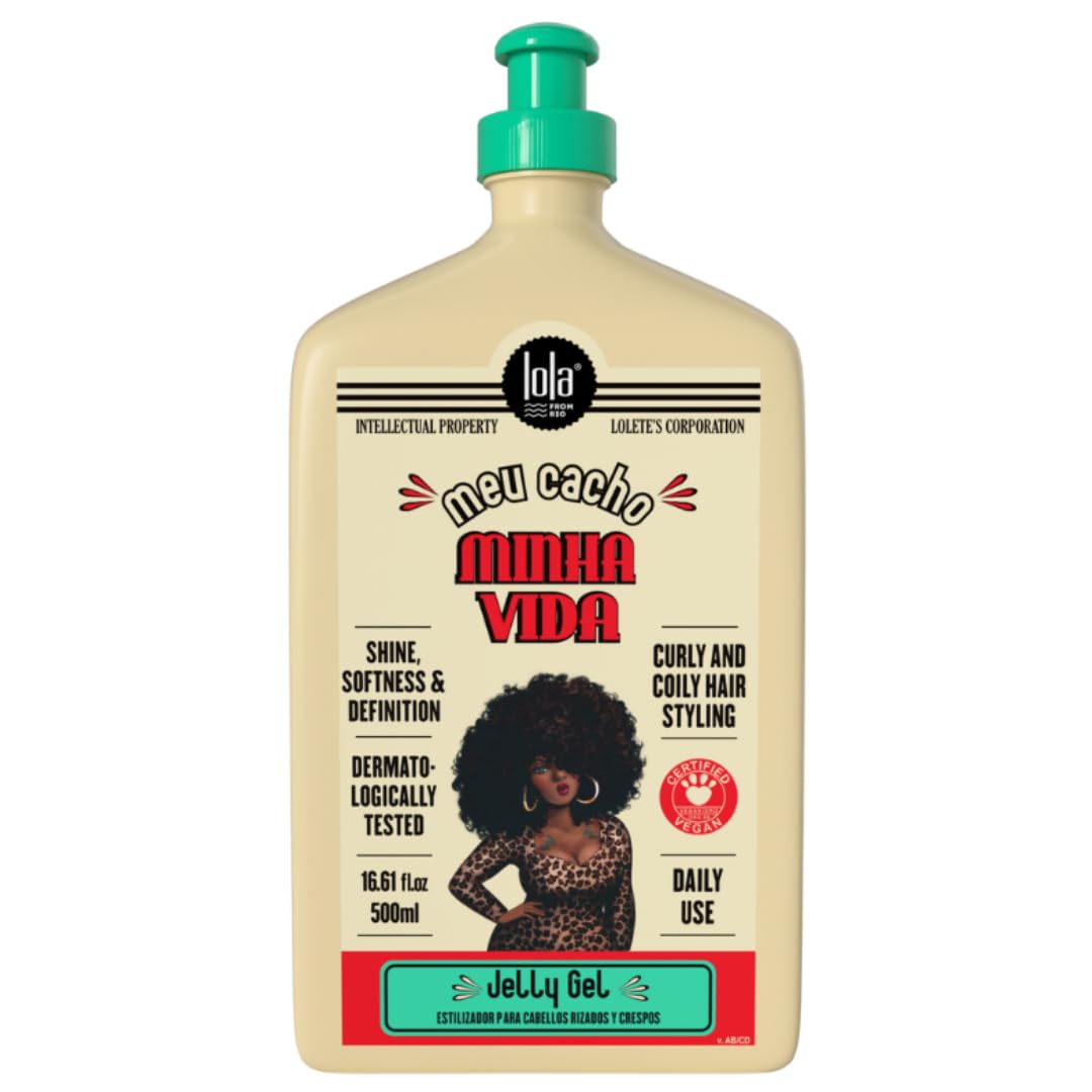Lola From Rio – Meu Cacho Minha Vida – Moisturizing Jelly Gel for Defined, Bouncy Curls & Waves – Flexible Hold Styling Gel for Curly Hair – 16.91 fl oz