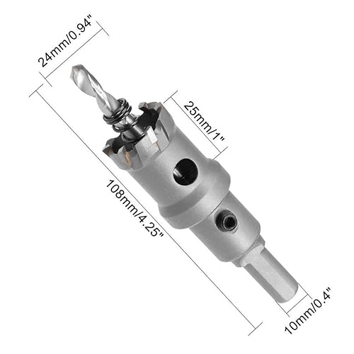 Miniatura 2 de Sierra de agujero TCT de 0.945 in, abridor de taladro con punta de carburo de tungsteno de 1516 pulgadas de diámetro de corte, para placa de metal