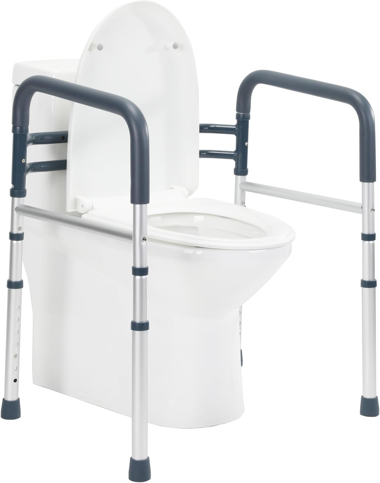 Lianjindun Toilet Safety Rails, Adjustable Toilet Frame for Elderly, Seniors, Handicap & Disabled, Foldable Handicap Toilet Handles Fit Any Toilets (Blue)