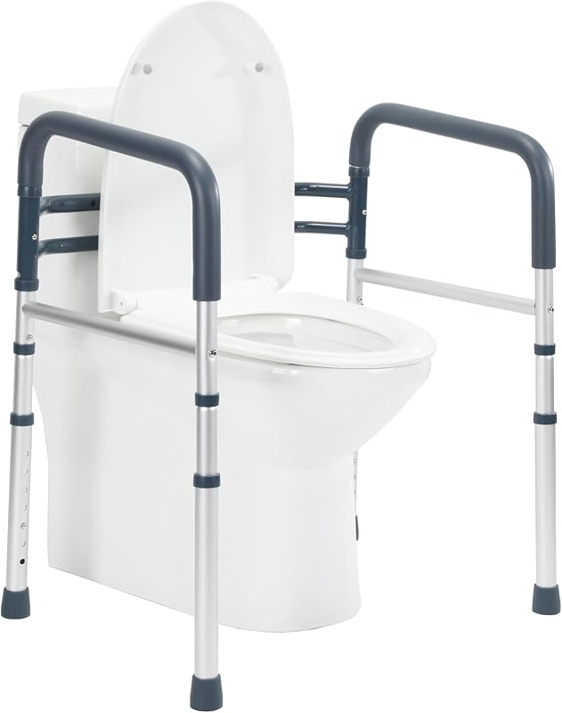 Toilet Safety Rails, 350 lbs, Adjustable Height & Width | Fits Most Toilets, Foldable Design, 350 Lbs Capacity, Aluminum Toilet Frame, Toilet Handles for Seniors, Disabled, Handicap