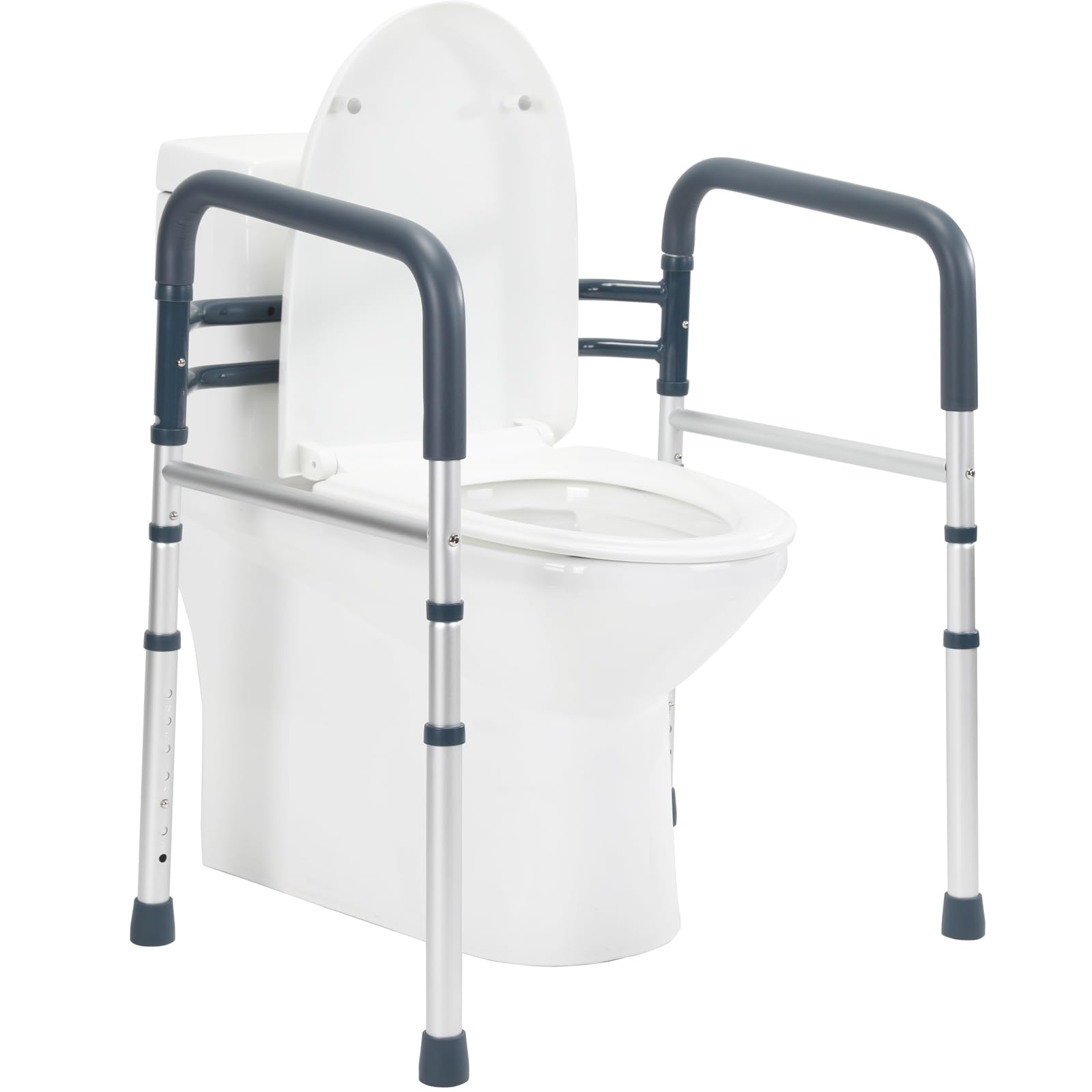 Lianjindun Toilet Safety Rails, Folding & Portable Bathroom Toilet Handles for Elderly, Seniors, Handicap & Disabled, Adjustable Toilet Safety Frame Fit Any Toilets (350 LB)