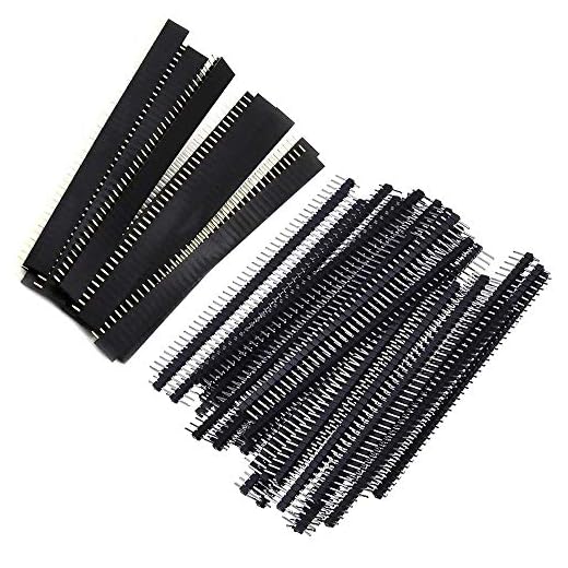 FYSL 40 Piece 2.54mm Pin Headers PCB Board 40 Pin Male and Female Header Connector Kit for Arduino Prototype Shield,20pcs Male Header, 20pcs Female Header