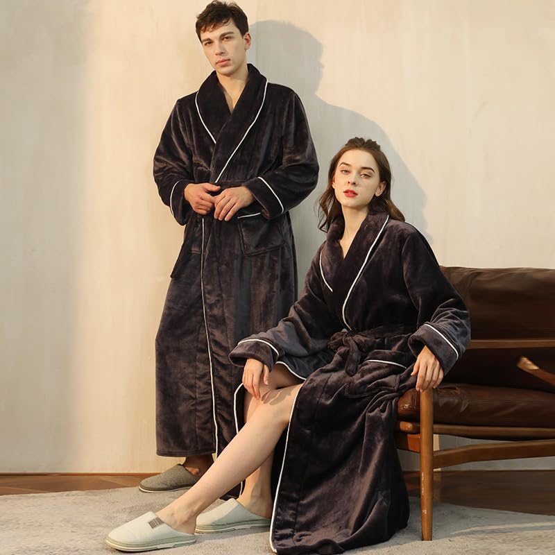 Image of Mettclasi Womens Soft Fleece Robe - Unisex Warm Thick Plush Long Bathrobe House Coat Spa Robe for Winter