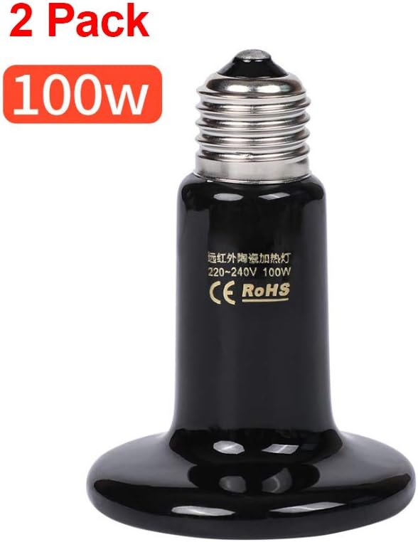 ZED- [2 pcs] Reptile Ceramic Heat Lamp,Non-Light Infrared Ceramic Heat Emitter Bulb,Far infrared insulation light, For Lizards/Tortoise/Chicken Cooper Brooding and Winter Heating,E27 AC 100W-220V
