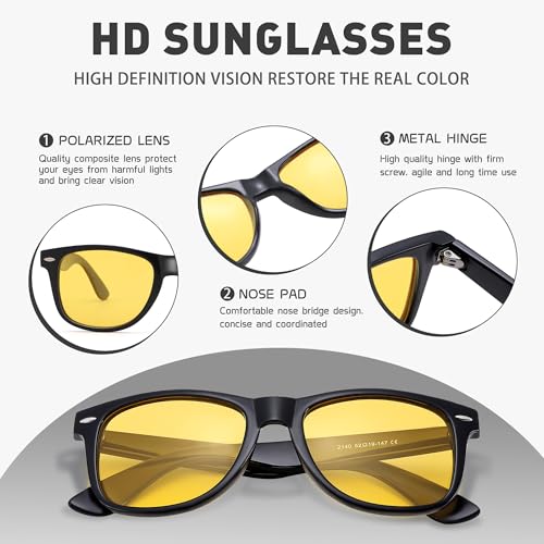Image of Sunglasses Men, Square Polarized Sunglasses for Mens & Womens, Trendy Retro Sun Glasses Driving Fishing UV Protection