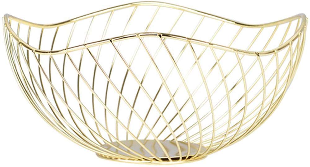 Myxjx Gold Fruit Bowl, Iron Vegetable Basket Drainer For Home Living Room Snack Fruit Plate